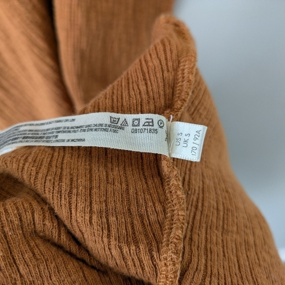 Free People Dress Women's S Brown Tan Midi V-Neck Strappy Back Beach Cotton - Picture 5 of 9